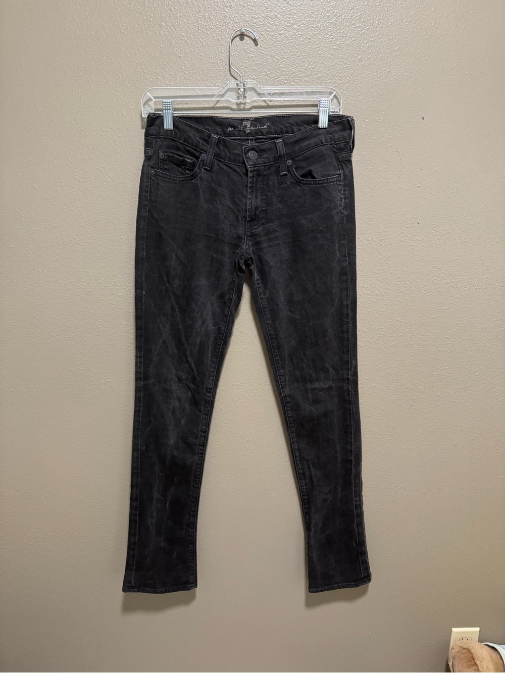7 For All Mankind Straight Leg Jeans in Black Wash